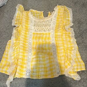 Yellow checkered free people tank top